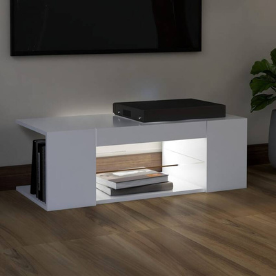 vidaXL Szafka pod TV z oświetleniem LED, biała, 90x39x30 cm
