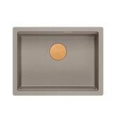 LOGAN 100 GraniteQ zlewozmywak soft taupe 59,5x45,1x21,5 cm 1-komorowy podwieszany z syfonem manualnym miedziany