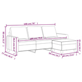 3-osobowa sofa z podnóżkiem, winna czerwień, 180 cm, ekoskóra
