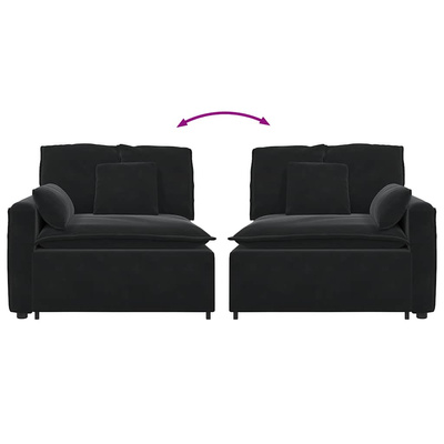 Modułowy podłokietnik sofy modułowej z poduszkami czarny 100 cm