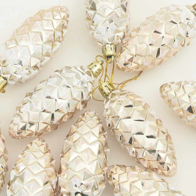 Choinkowa Bombka Szyszka 40 pcs szampański
