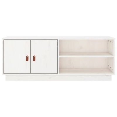 vidaXL Szafka pod TV, biała, 105x34x40 cm, lite drewno sosnowe