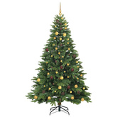 Sztuczna choinka z 300 diodami LED Zielony 210 cm PE i PVC