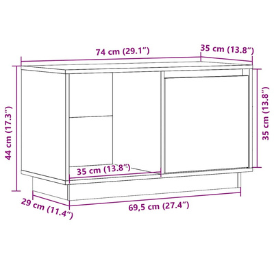 Szafka pod telewizor, 74x35x44 cm, lite drewno sosnowe