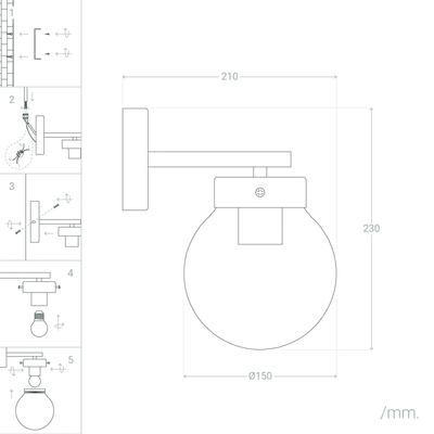 Kinkiet Ścienny Szklana Kula Abruzzo Clasico E27