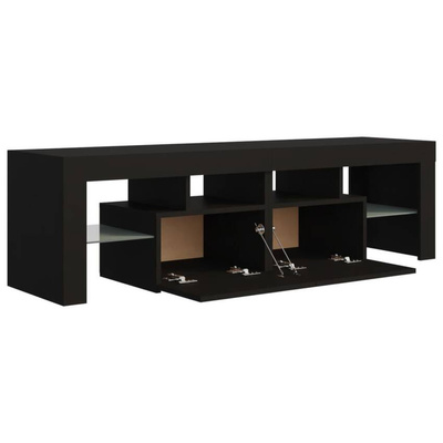 vidaXL Szafka pod TV z oświetleniem LED, czarna, 140x36,5x40 cm