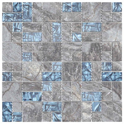 Płytki mozaikowe 11 pcs Szary i Niebieski 50 x 50 cm Szkło