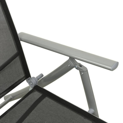 vidaXL Składany leżak, tworzywo textilene i aluminium, czarno-srebrny