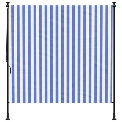 vidaXL Roleta zewnętrzna, niebiesko-biała, 150x270 cm, tkanina i stal