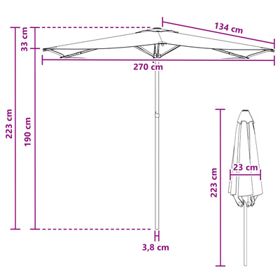Parasolka ogrodowa 270 x 270 cm Poliester Prostokątny