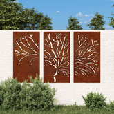 Ogrodowa dekoracja ścienna, 3 cz., 105x55 cm, stal kortenowska