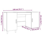 vidaXL Biurko, przydymiony dąb, 140x50x75 cm, materiał drewnopochodny model standard