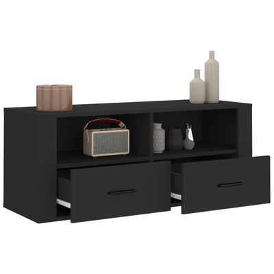 vidaXL Szafka pod TV, czarna, 100x35x40 cm, materiał drewnopochodny