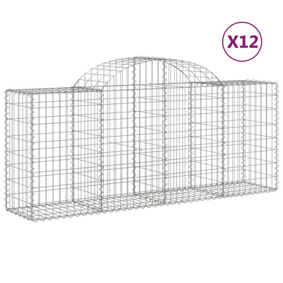 Kosze gabionowe, 12 szt, 200x50x80/100 cm, galwanizowane żelazo