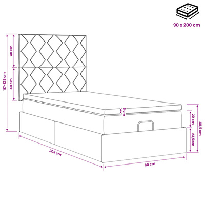 Łóżko ottoman z materacem Ciemnozielony 90 x 200 cm Welur