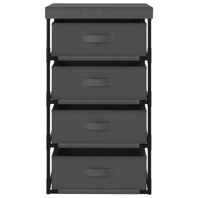 vidXL Regał z 4 koszami z tkaniny, stalowy, szary