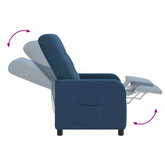 Fotel recliner niebieski tkanina