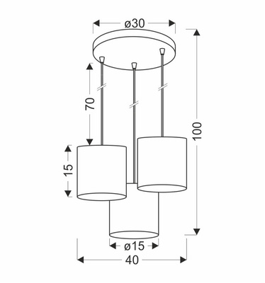 Legno lampa wisząca talerz 15 3x40w e27 Abażur orzechowy 33-18342