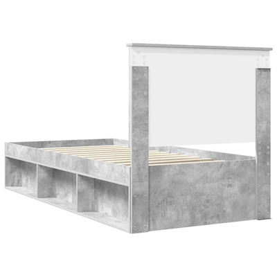 Ramka łóżka Szary beton 75 x 190 cm Lite drewno sosnowe