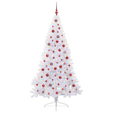 Sztuczna choinka z 300 diodami LED Biały 210 cm PVC i stal