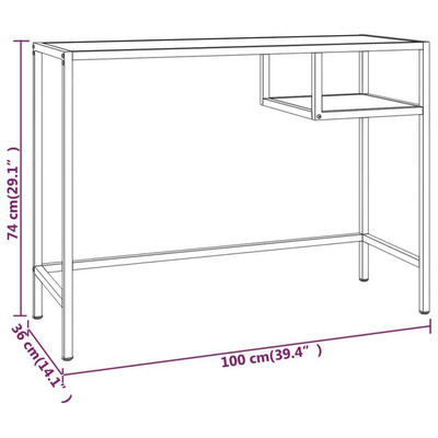 vidaXL Biurko komputerowe, biały marmur 100x36x74 cm, hartowane szkło