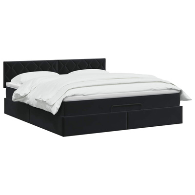 Łóżko ottoman z materacem Czarny 160 x 200 cm Welur