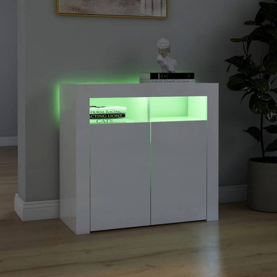vidaXL Szafka z oświetleniem LED, biała, wysoki połysk, 80x35x75 cm