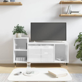 vidaXL Szafka pod TV, wysoki połysk, biała, 100x35x55 cm