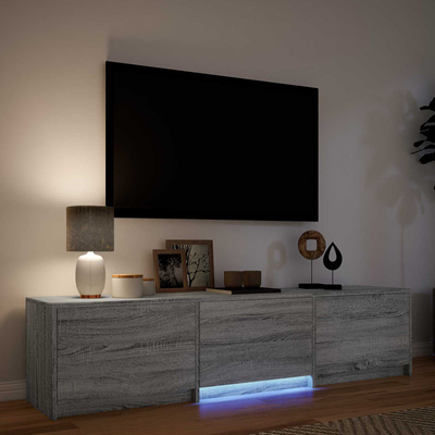 Szafka RTV z LED 165x34x40 cm Szary Sonoma Drewno inżynieryjne