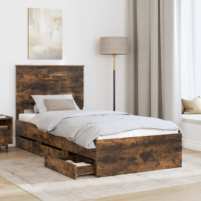 Ramka łóżka Dąb wędzony 75 x 190 cm Drewno inżynieryjne