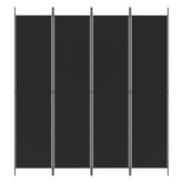 Parawan 4-panelowy, czarny, 200x220 cm, tkanina