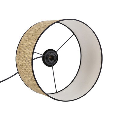 Anaka Lampa Wisząca Czarny 1X40W E27 Abażur Plecionka Beżowo-Brązowa