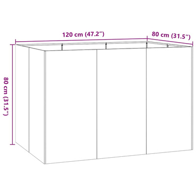 Doniczka Rusty 120x80x80 cm Stal nierdzewna