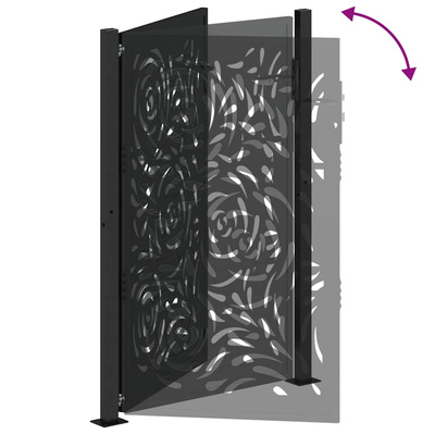 Brama ogrodowa czarna 100x150 cm Stalowy wzór płomienia