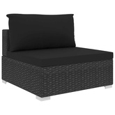 11-cz. zestaw mebli do ogrodu, z poduszkami, rattan PE, czarny