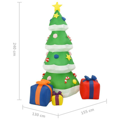 vidaXL Nadmuchiwana choinka świąteczna z LED, wewnątrz/zewnątrz 240 cm