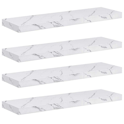 Półka ścienna 4 szt. Biały marmur 80 x 23,5 x 3,8 cm