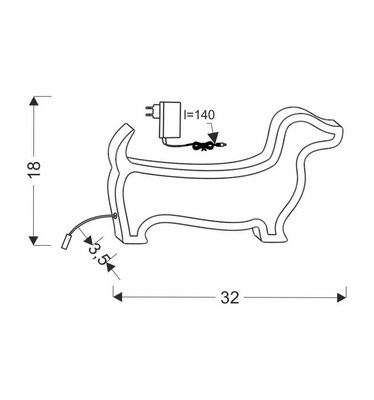 DOG LAMPA lampka stołowa LED IQ KIDS czarny