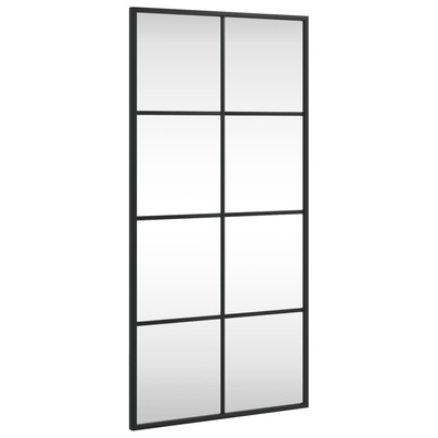 vidaXL Lustro ścienne, czarne, 40x80 cm, prostokątne, żelazo