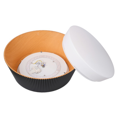 umbria lampa wisząca czarno drewniana led klosz biały 31-24183