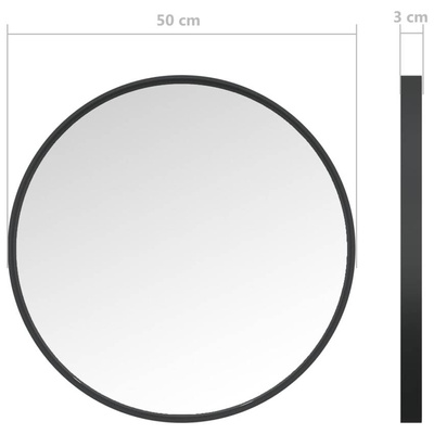 vidaXL Lustro ścienne, czarne, 50 cm