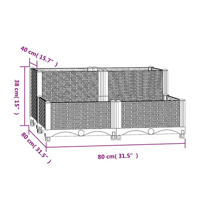 do podniesionej rabaty, 80x80x38 cm, polipropylen Donica