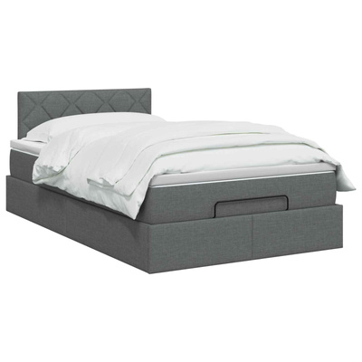 Łóżko ottoman z materacem ciemnoszary 120 x 190 cm tkanina