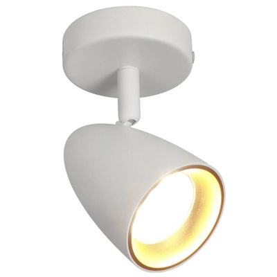 Pojedyncza punktowa oprawa sufitowa typu spot OVO 1 White Gold, listwa, IP20, GU10, biała, pierścień złoty EDO777236 EDO Solutions