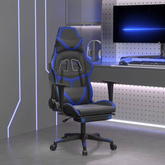 vidaXL Fotel gamingowy z podnóżkiem, czarno-niebieski, sztuczna skóra model standard