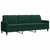 Sofa 3-osobowa, ciemnozielony, 210 cm, obita aksamitem