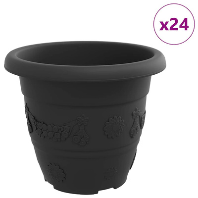 Okrągła doniczka na kwiaty 24 pcs Czarny ? 22 x 18 cm