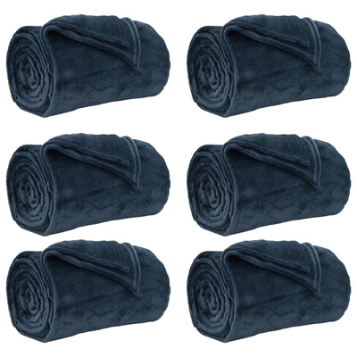 Koce narzutowe 6 pcs Granatowy 150 x 200 cm Polar