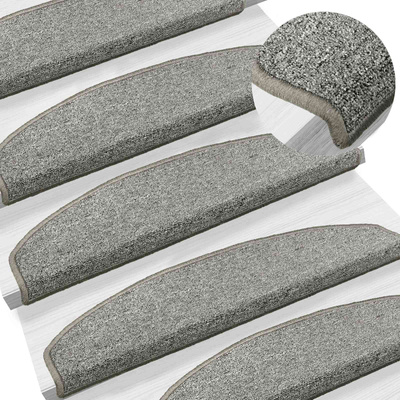 Samoprzylepne maty na schody Półokrąg 15 pcs jasnoszary