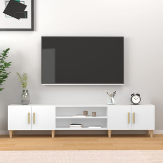 Szafka RTV Biała 180x31,5x40 cm Drewno klejone